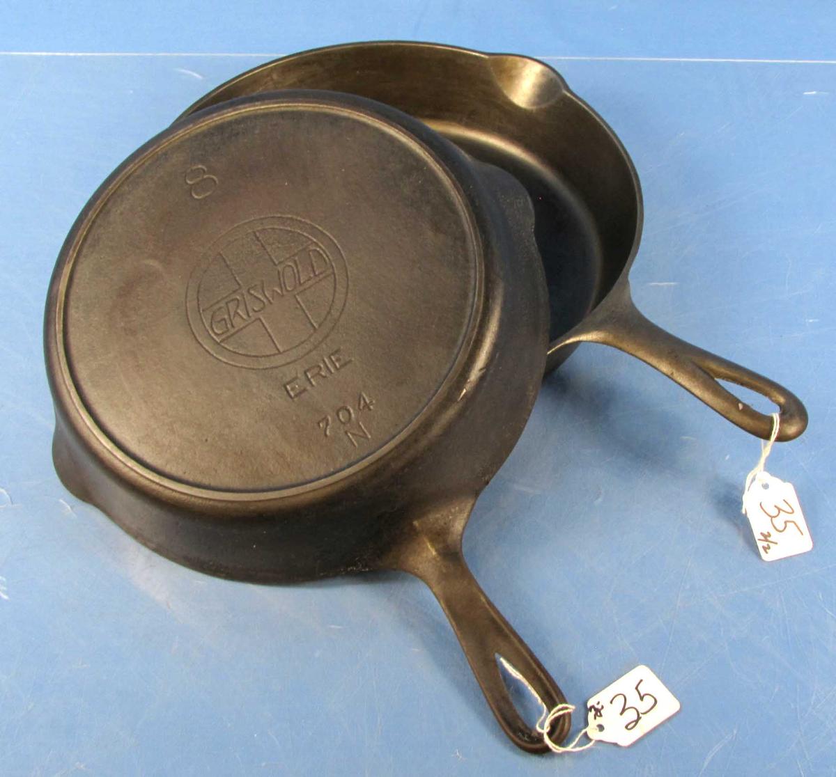 Skillets; Griswold; Ll; Slant; Erie; #8; 9n Hr