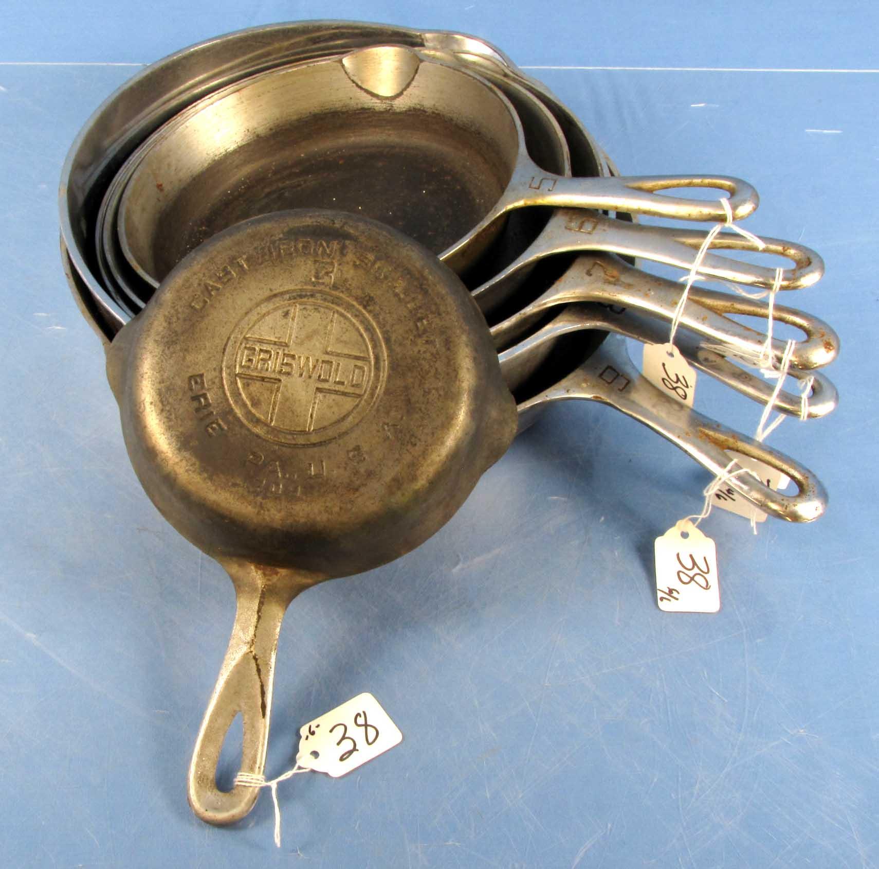 Skillets; Griswold; Epu; Ll; Block; Smooth; #3;5;6;7;8;9; Chrome