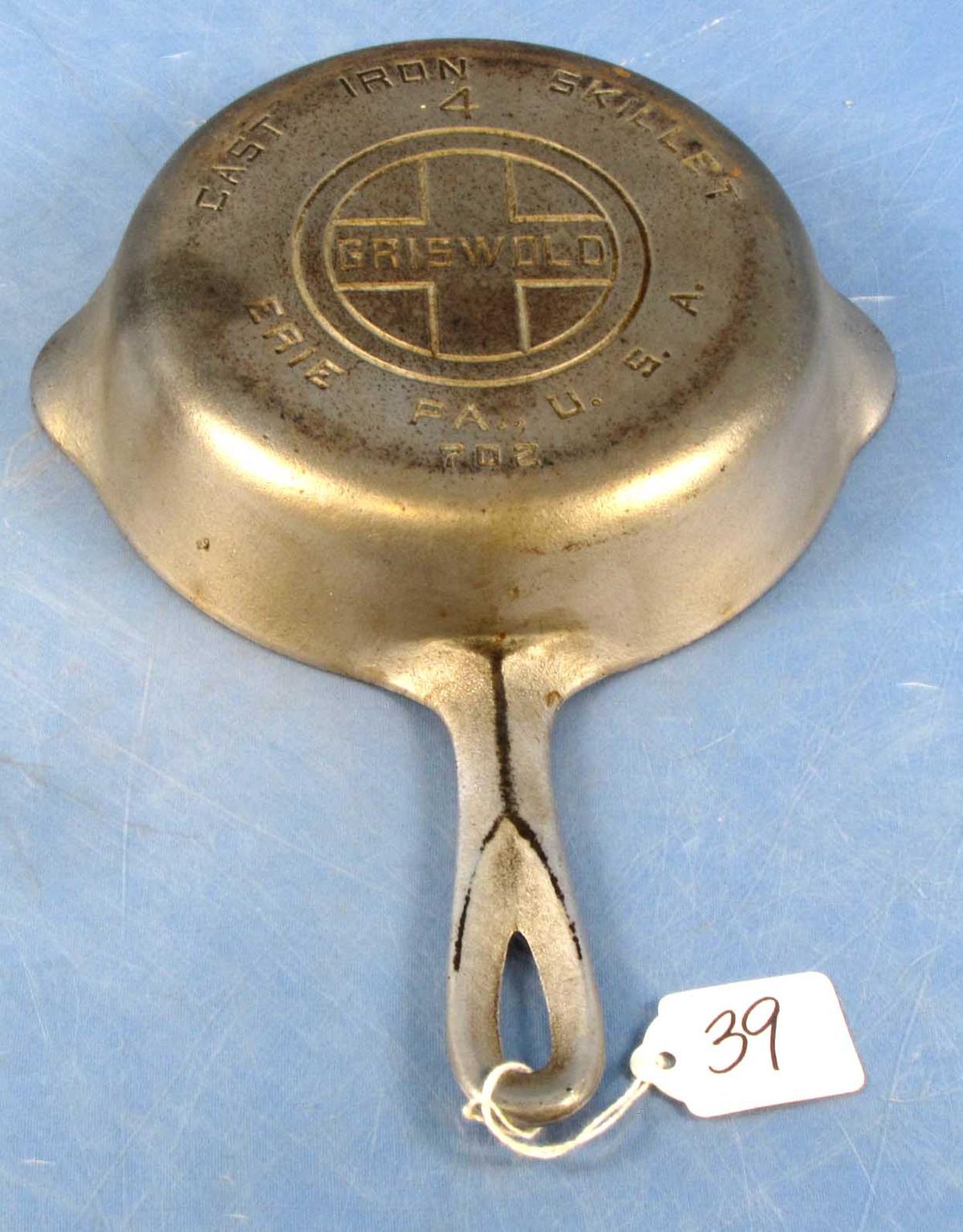 Skillet; Griswold; Epu; Ll; Block; Smooth; #4; Chrome P/n 702