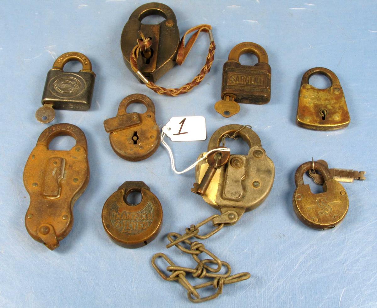 Padlock Lot (assorted: 1-l & N Rr Fram; Miller; Sargent; Corbin)