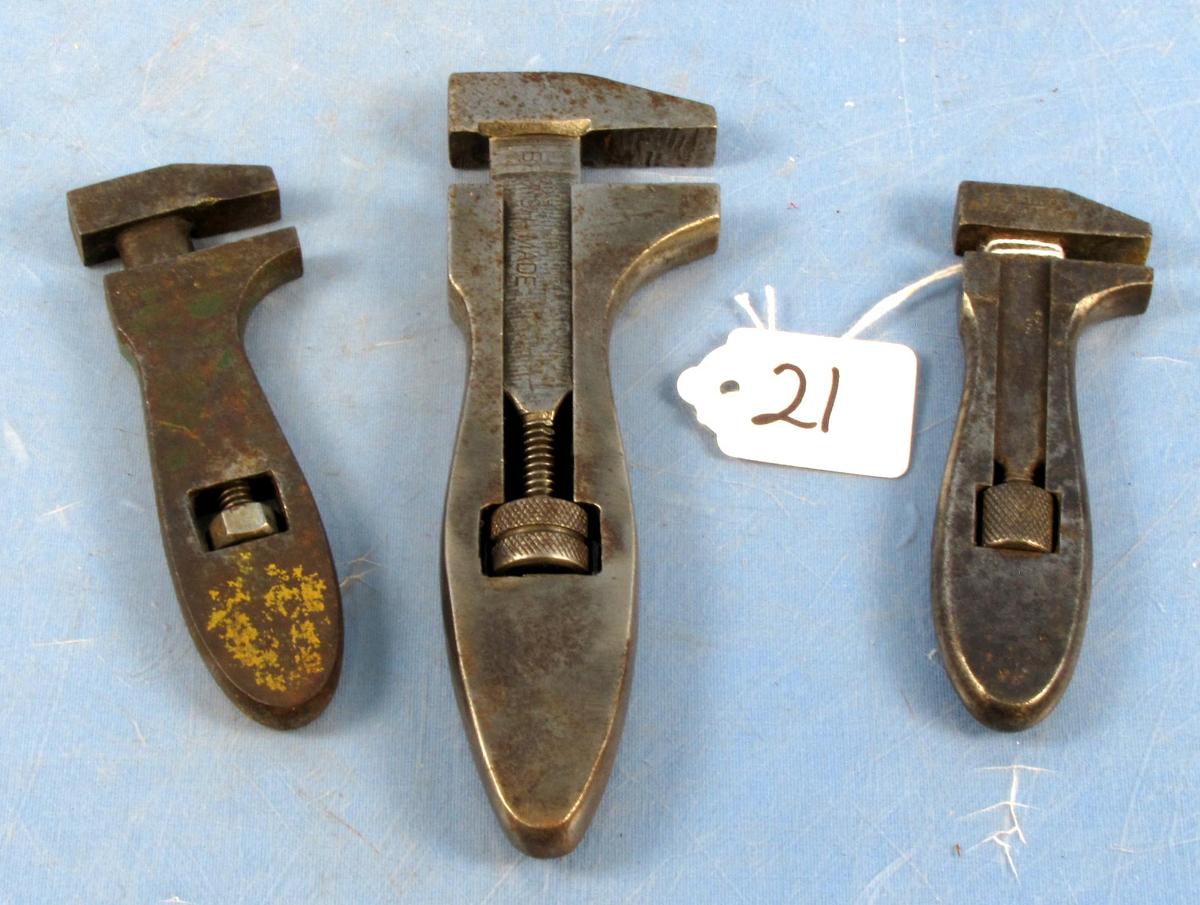 3 Monkey Wrenches: 4 1/2in & 5in Billings & Spencer Usa; 6 1/2in British Made