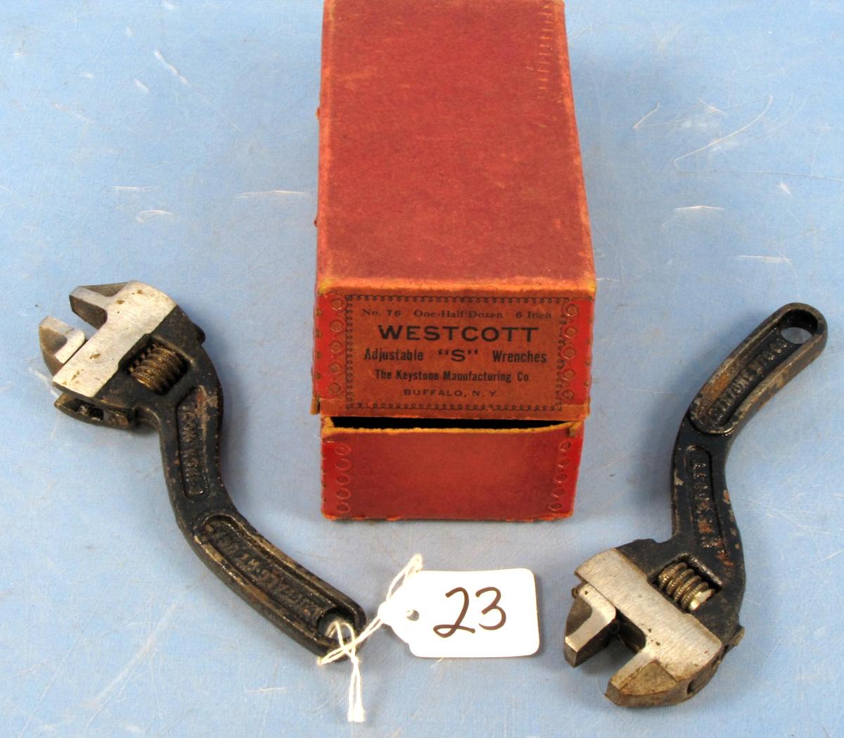 2 Adj. S Wrenches; Wescott #76; Keystone In Orig. Box