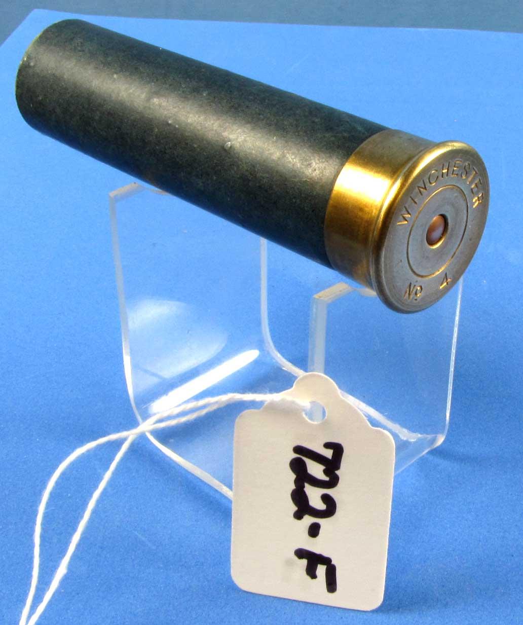 Shot Shell; Winchester No. 4 Blue Paper Case; Low Brass; 4in Oal Npe; Circa 1898; Empty