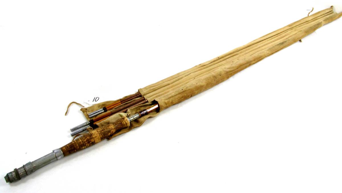 Bamboo Fly Fishing Rod; 4 Pc. Kiraku & Co; W/cloth Case