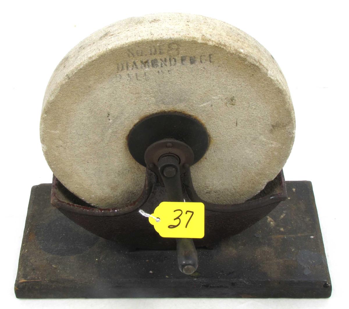 DE; house hold hand grinder; stone marked No. 8; Diamond edge; hard to come by