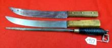 Lot Of 3 Ec Simmons Kk Butcher Knives (2) And Sharpening Steel