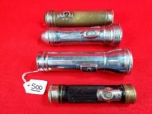 Lot Of 4 Winchester Flashlight (2); Winchester Bullseye Lens Flashlight; Shapleigh Keen Kutter Flash