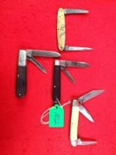 K102: Lot Of 4 |keen Kutter K2881; 2 Blades; Barlow Type; Black Wood Handle |ecs Keen Kutter; 2 Bla