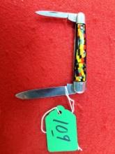 K109: |ecs Keen Kutter; Colorful Celluloid Pen Knife; Etched ?Keen Kutter?