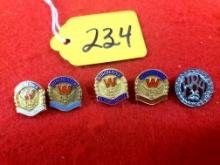 S234: Lot Of 5, Winchester 25, 30, 35, & 45 Years Of Service Pins
