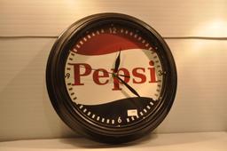 PEPSI COLA BATTERY OPERATED PLASTIC CLOCK