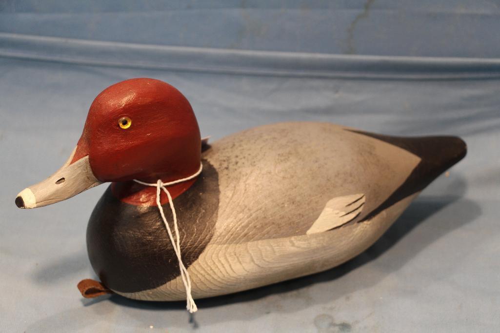 PJK REDHEAD DRAKE WOODEN DECOY