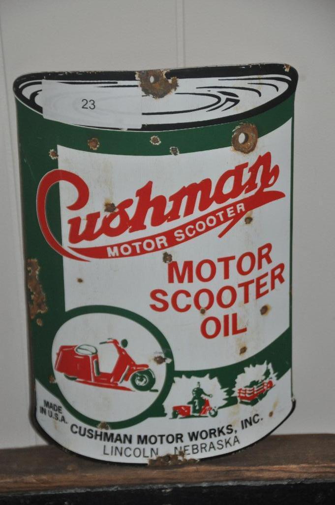 CUSHMAN MOTOR SCOOTER OIL SIGN