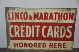 LINCO & MARATHON CREDIT CARDS SIGN