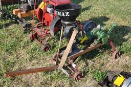 Maytag single-cylinder engine w/ Climax grinder mounted on steel wheel truck