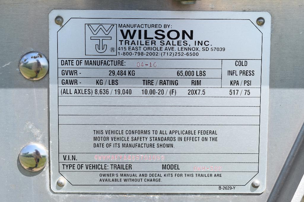 '11 Wilson DWH-500 41' hopper bottom grain trailer