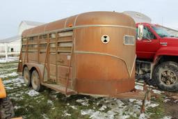 1983 Show Me 7'x 16' tandem axle bumper hitch livestock trailer