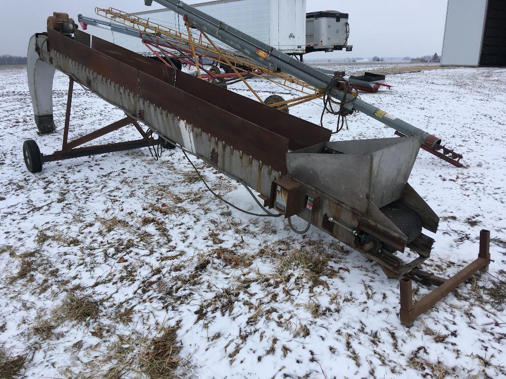 Portable belt conveyor w/elec. motor