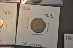 (16) 3-CENT NICKEL PIECES