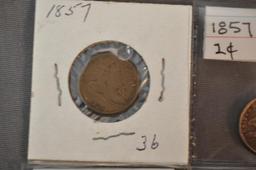(3) FLYING EAGLE CENTS & A 1867 INDIAN HEAD CENT
