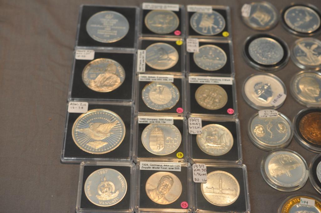 LARGE COLLECTION OF SILVER ROUNDS, TOKENS & OTHER NON-SILVER ITEMS