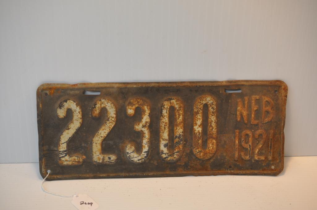 1921 NEBRASKA LICENSE PLATE