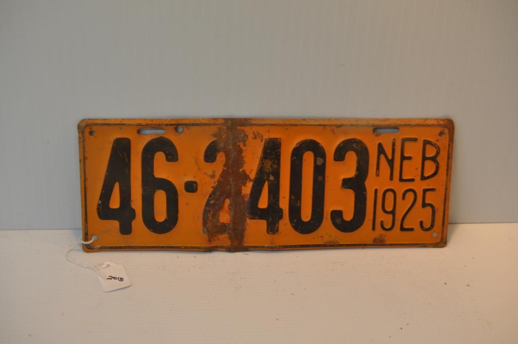 1925 NEBRASKA LICENSE PLATE