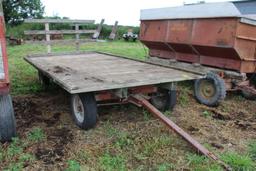 7 x 14' Wooden hay rack on Dearborn running gear