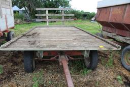 7 x 14' Wooden hay rack on Dearborn running gear