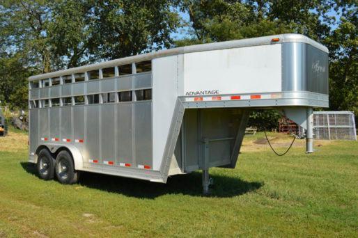 2003 Kiefer 7' x 16' Alum. gooseneck tandem axle livestock trailer