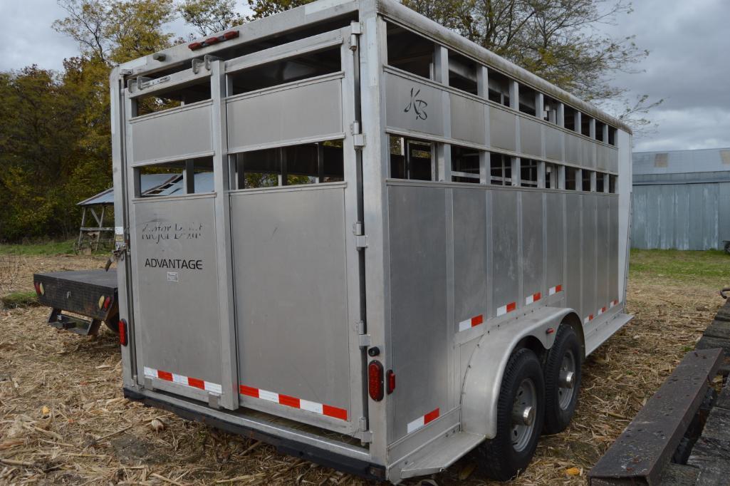 2003 Kiefer 7' x 16' Alum. gooseneck tandem axle livestock trailer