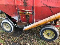 J&M gravity wagon on JD running gear w/hyd. seed auger