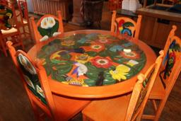 Mexican styled round pedestal table and 4 chairs