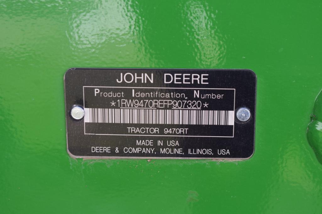 2015 John Deere 9470RT track tractor