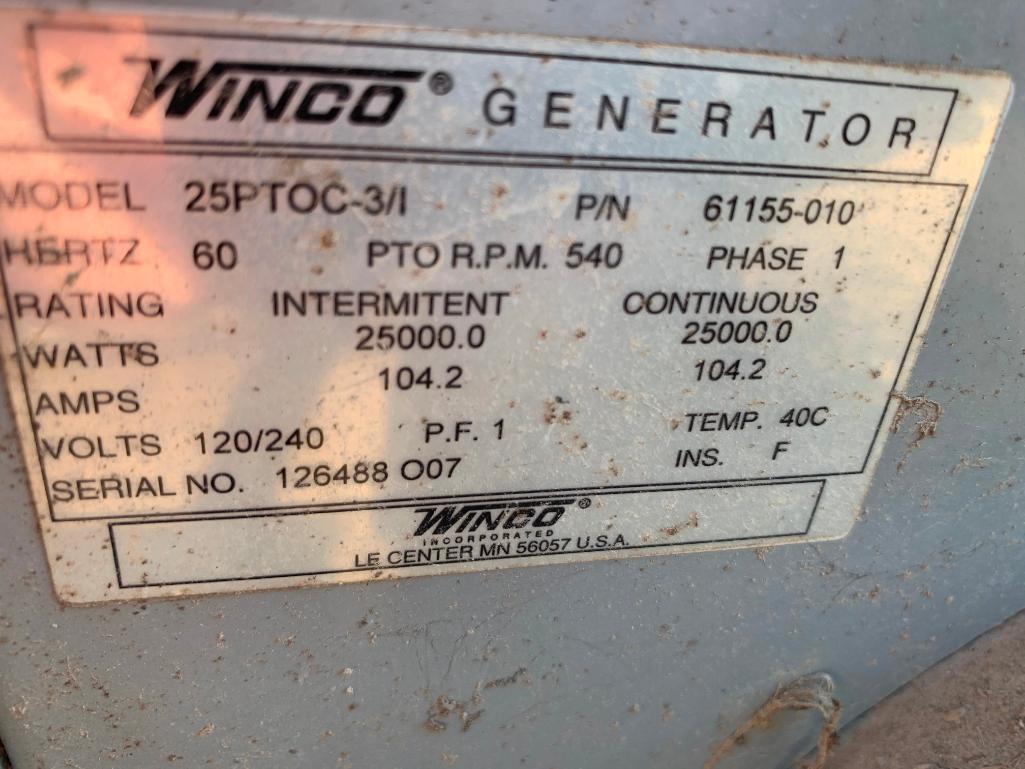 Winco 25,000 watt portable PTO powered generator