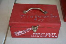 Milwaukee metal box w/ assorted tools