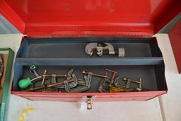 Stack On metal tool box w/ assorted tools