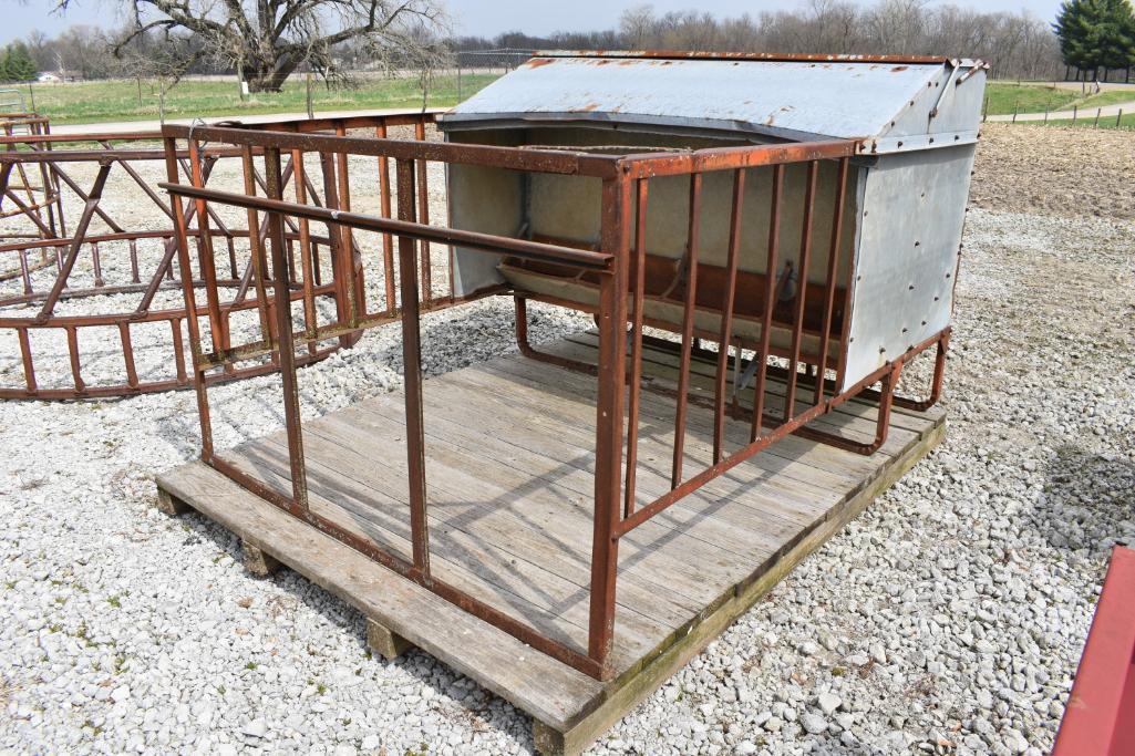 Calf creep feeder on wood skid