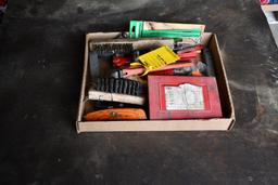 Box of wire brushes and knives