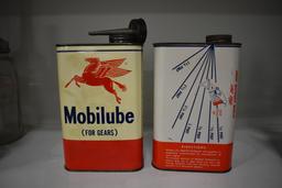 (2) Mobil Oil cans