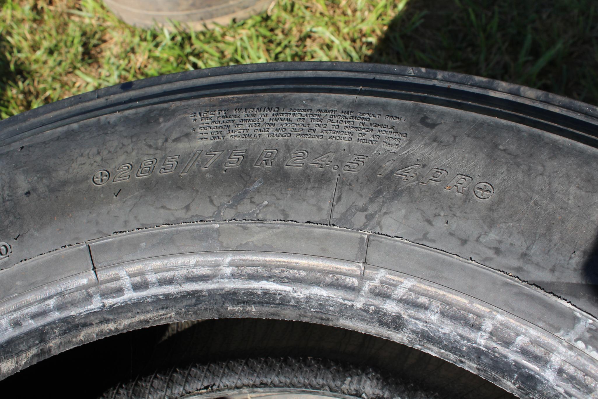 (3) 285-75R24.5 truck tires