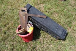 Poly toolbox & bucket of assorted hand tools