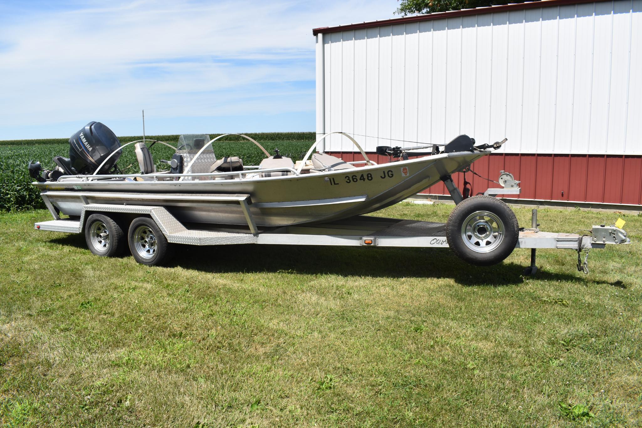 2002 Oquawka 20' aluminum fishing boat w/ trailer