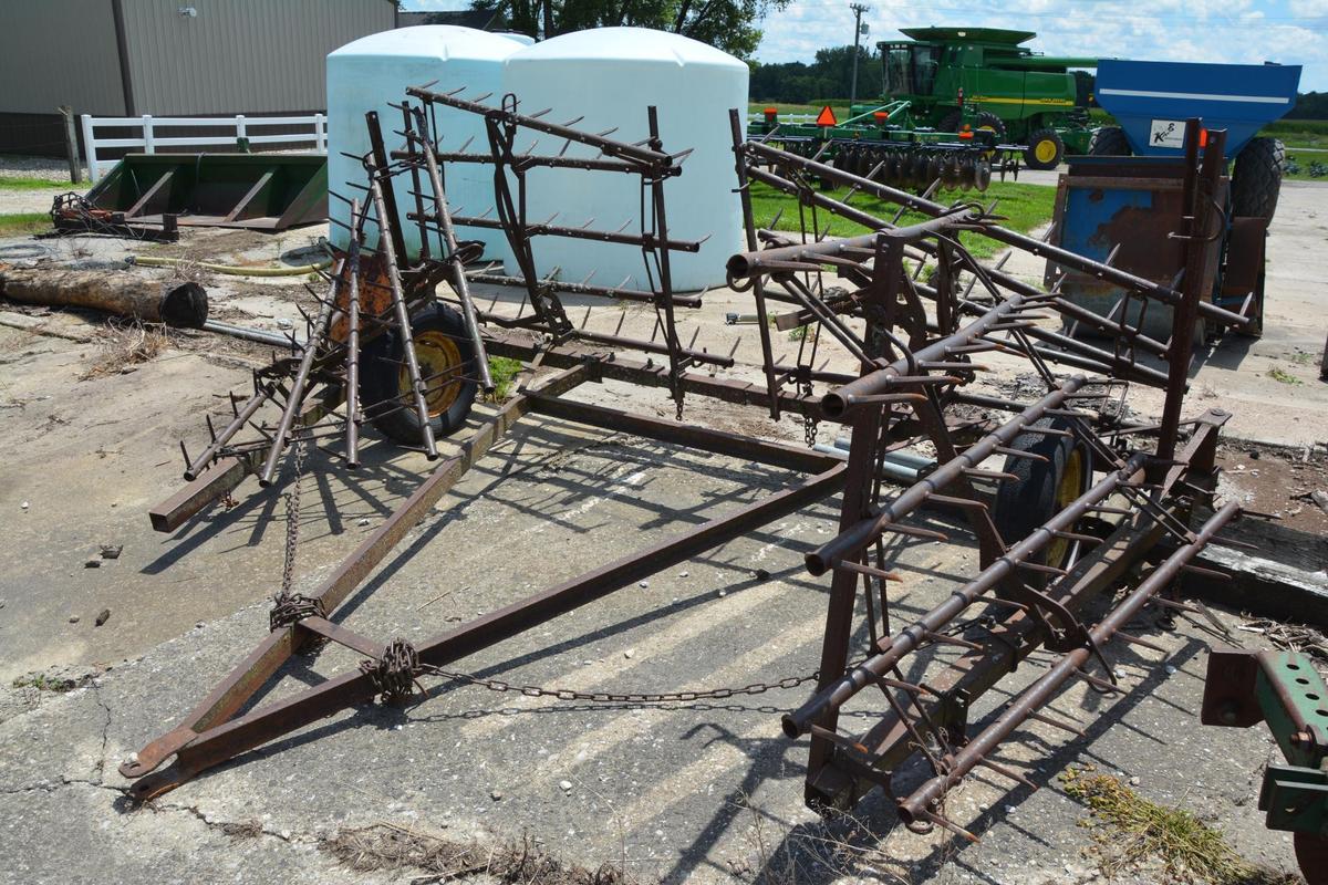 4 section harrow on cart