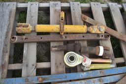 Pallet of misc. parts: PTO adaptors, 3rd link, hitch