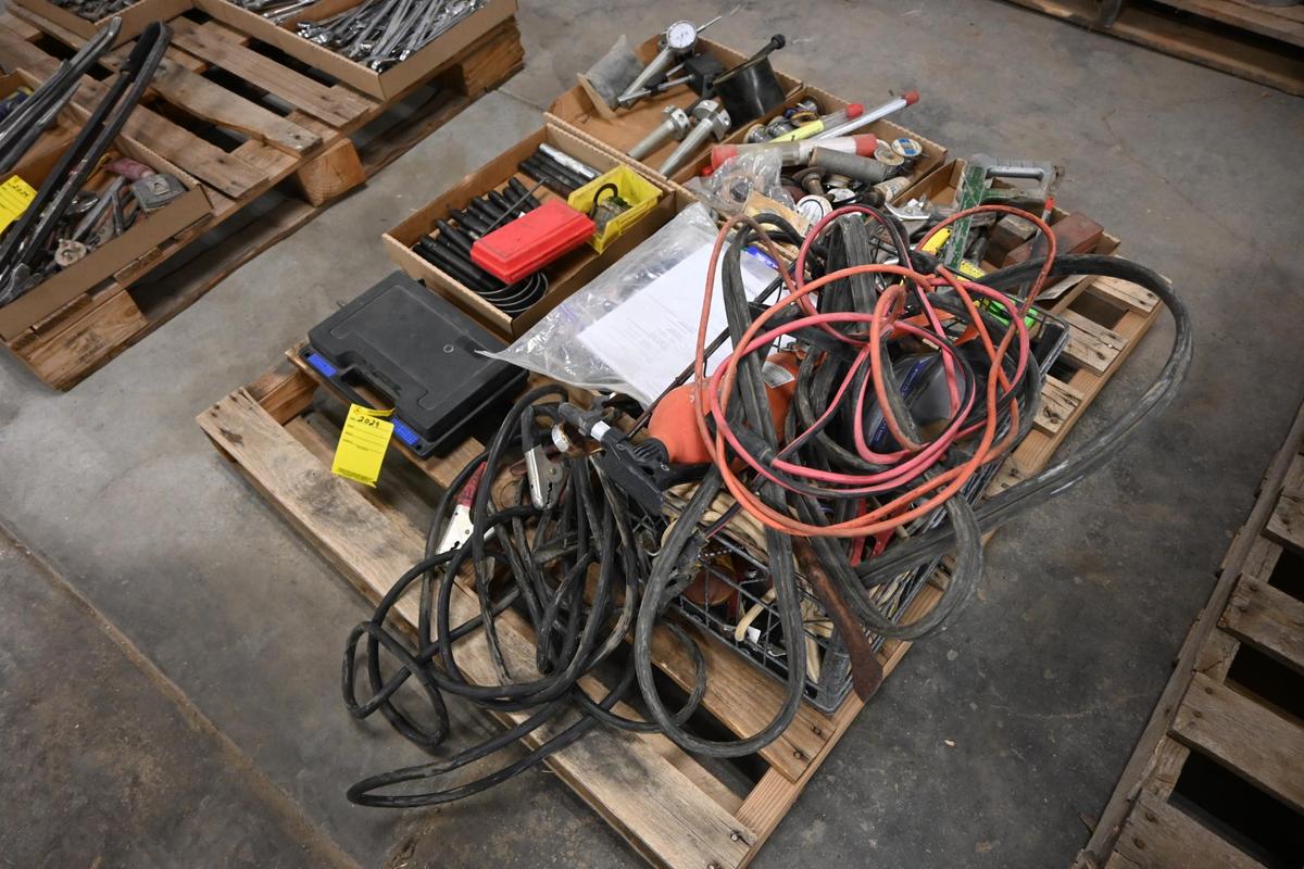 Pallet of jumper cables, soldering wire & bolts