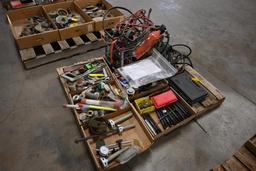 Pallet of jumper cables, soldering wire & bolts