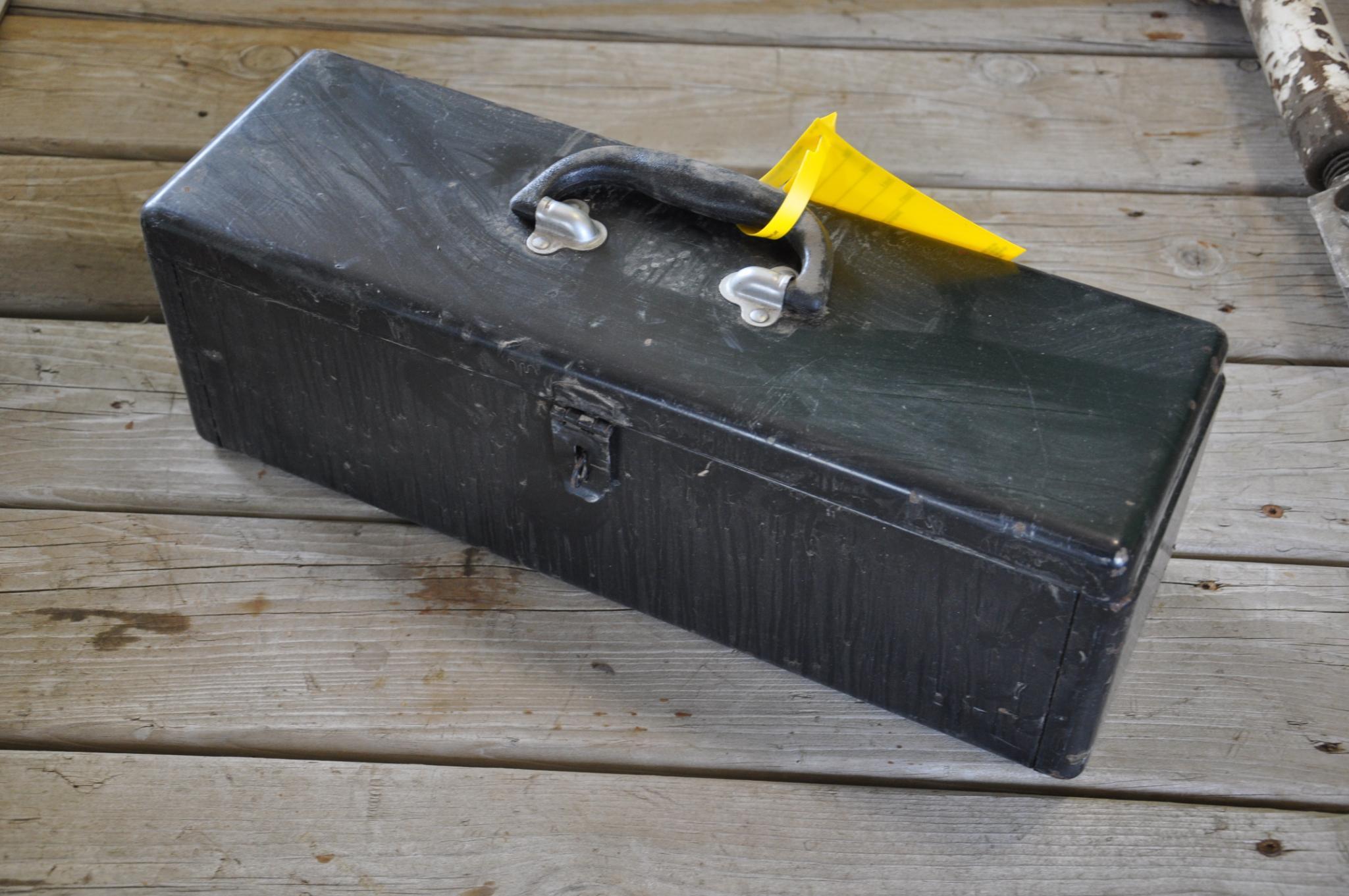 John Deere tractor toolbox w/ tray and bracket