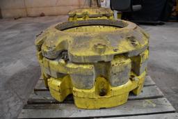 (2) John Deere 450 lb. wheel weights and (1) 165 lb. wheel weight