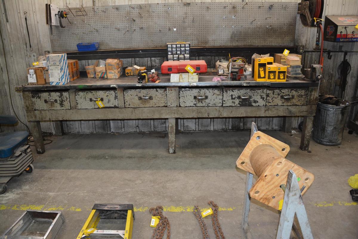 12' x 37" x 32" steel top work table